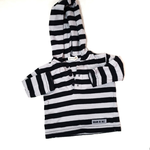 Grain De Ble | Stripe Hoodie Outfit sz 3 mos - Picture 2 of 6
